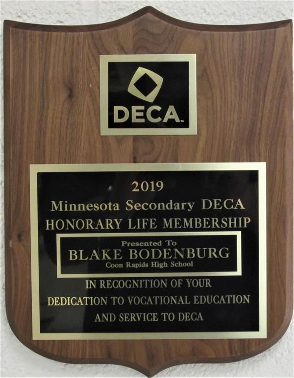 2019 Minnesota DECA Honorary Life Membership 